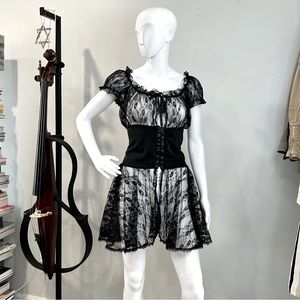 Coquette Corset Waist XL Lace Baby Doll Lingerie